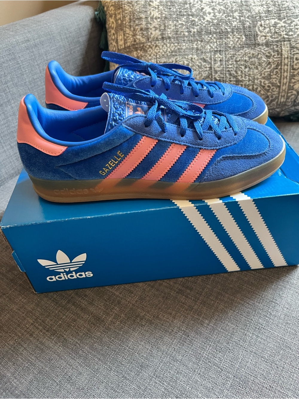 Adidas Gazelle blue and pink